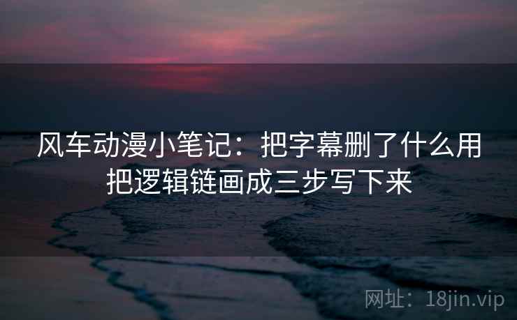 风车动漫小笔记:把字幕删了什么用把逻辑链画成三步写下来